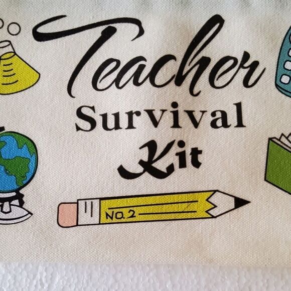 TEACHERS GIFT Zippered Canvas Bag Pouch NEW - Picture 2 of 7